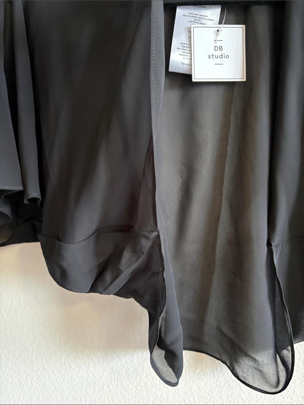 DB Studio Open Front Sheer Flutter Shrug Black Short Sleeve Size 3X NWT - Picture 3 of 5
